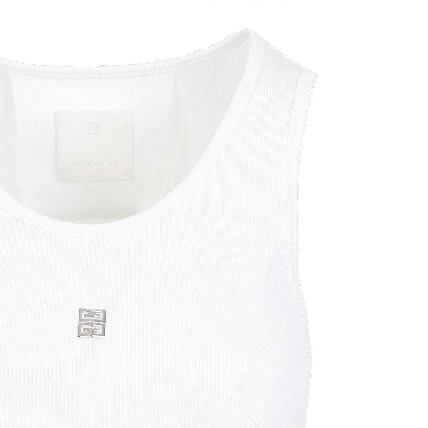 Givenchy Women's White Logo-plaque Cropped Ribbed Cotton-jersey Tank Top In White