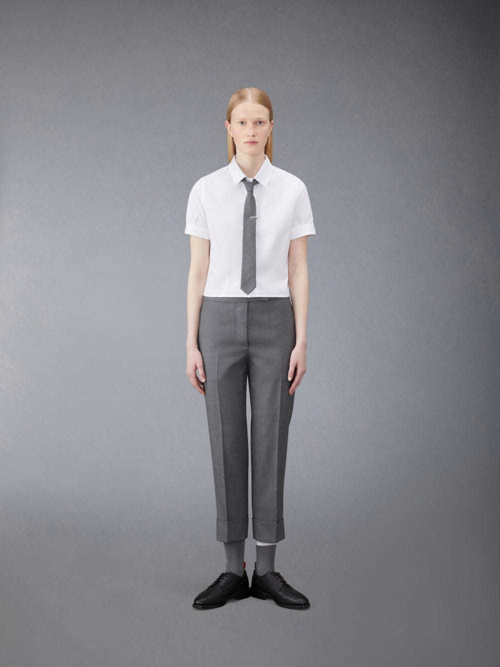 Thom Browne Cropped Short-sleeve Shirt In White