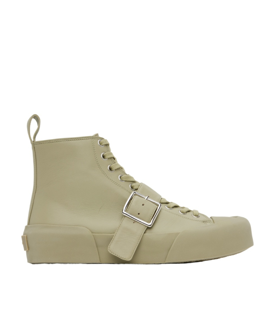 JIL SANDER ROUND HEAD STRAPPED HIGH-TOP CASUAL SNEAKERS