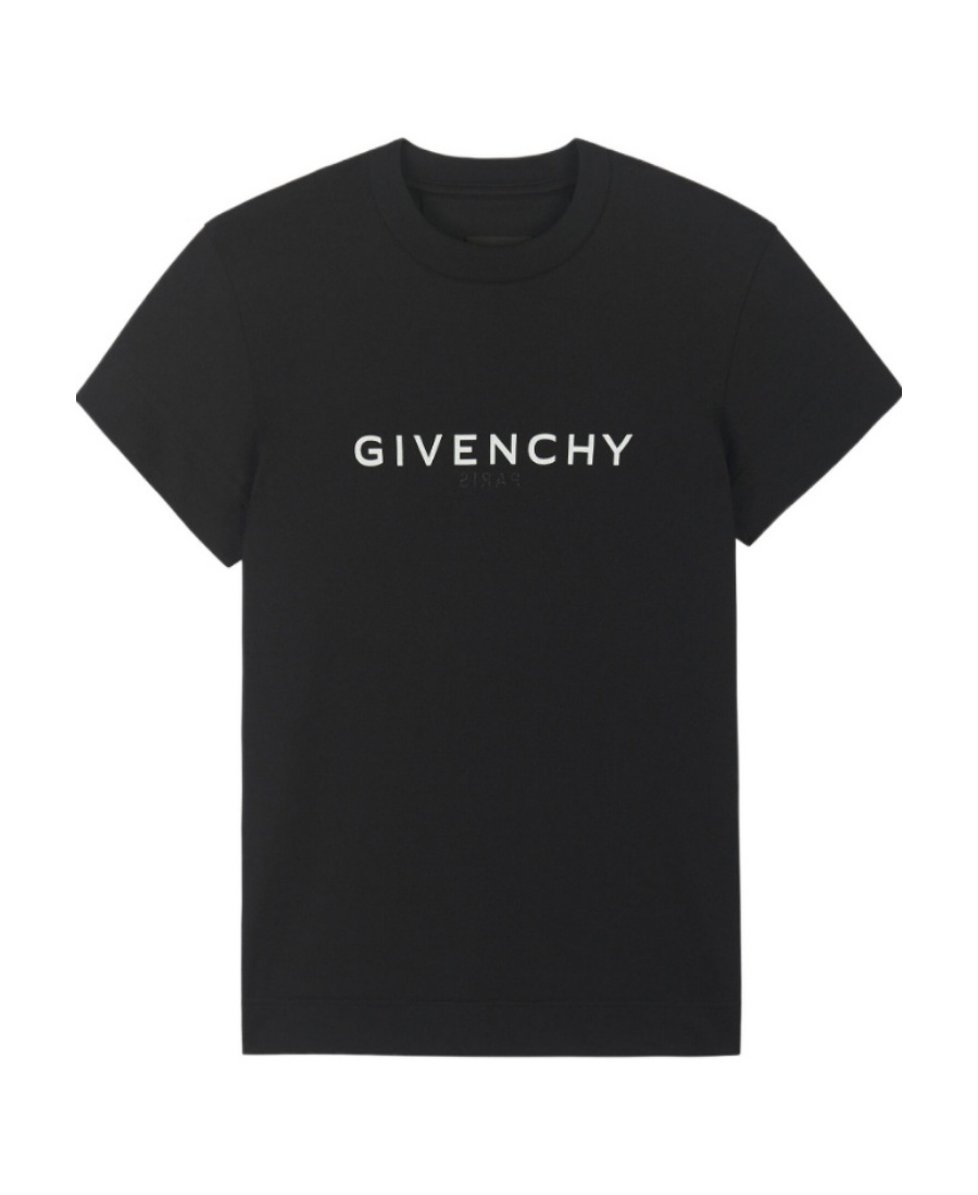 Givenchy Black T-shirt With Contrasting Lettering Print In Cotton Woman  In Black