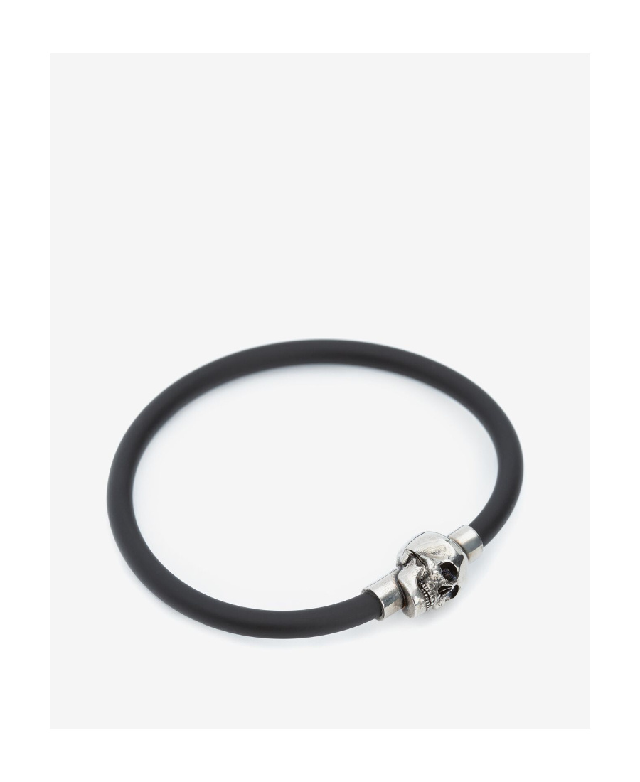 Alexander Mcqueen Rubber Cord Skull Bracelet In Black