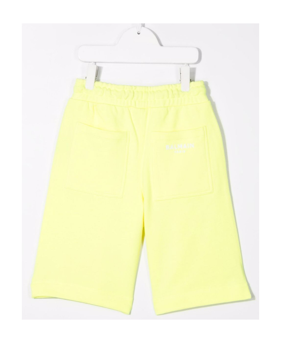 Balmain Logo Print Track Shorts In Yellow