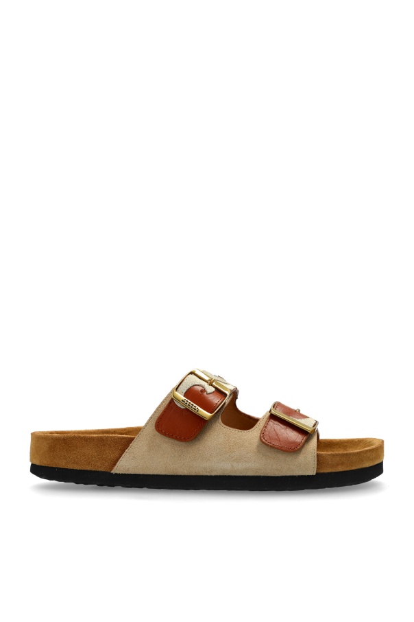 Isabel Marant Lelik Western Double-buckle Slide Sandals In Brown