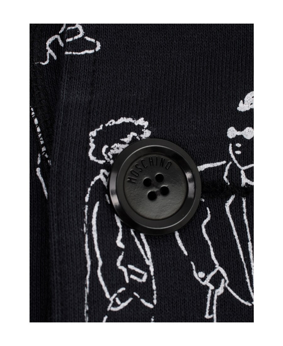 Moschino Men's Graphic Henley Hoodie In Black