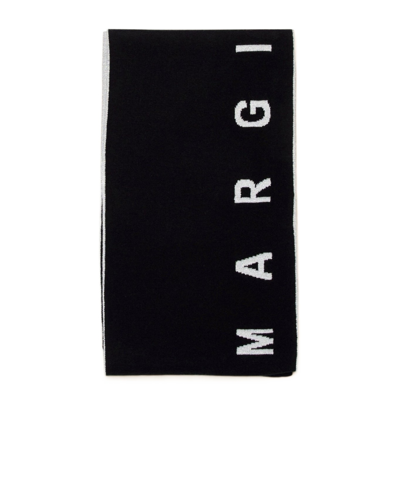 Mm6 Maison Margiela Logo Inlaid Knitted Scarf In Black