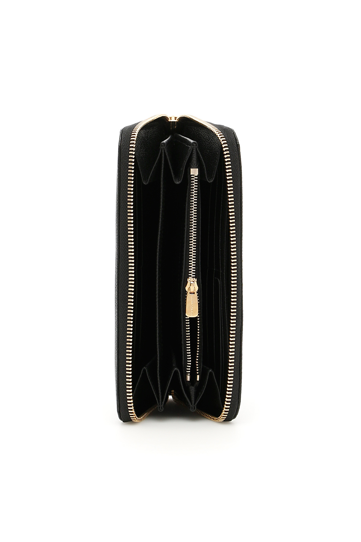 Dolce & Gabbana Zip-around Grained Leather Wallet In Black