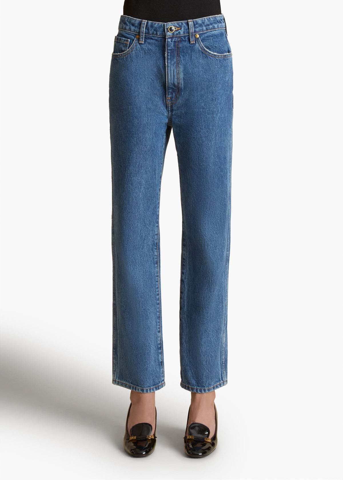 Khaite Kerrie Acid-wash Straight-leg Jeans In Blue
