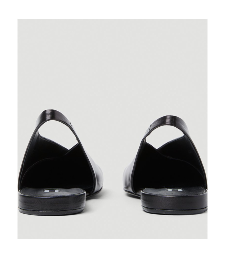 Jil Sander Black Leather Slingback Ballet Flats In Black
