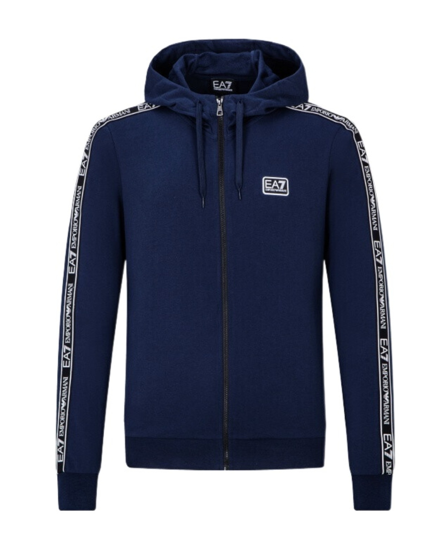 Ea7 Navy Blue Logo With Hat Casual Coat In Black