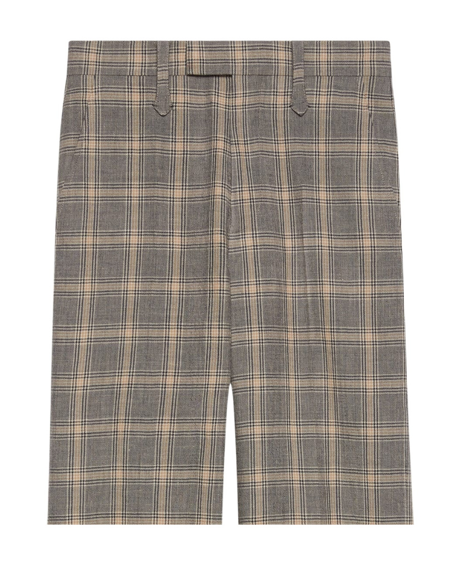 Gucci Prince Of Wales Motif Wool Trousers In Gray