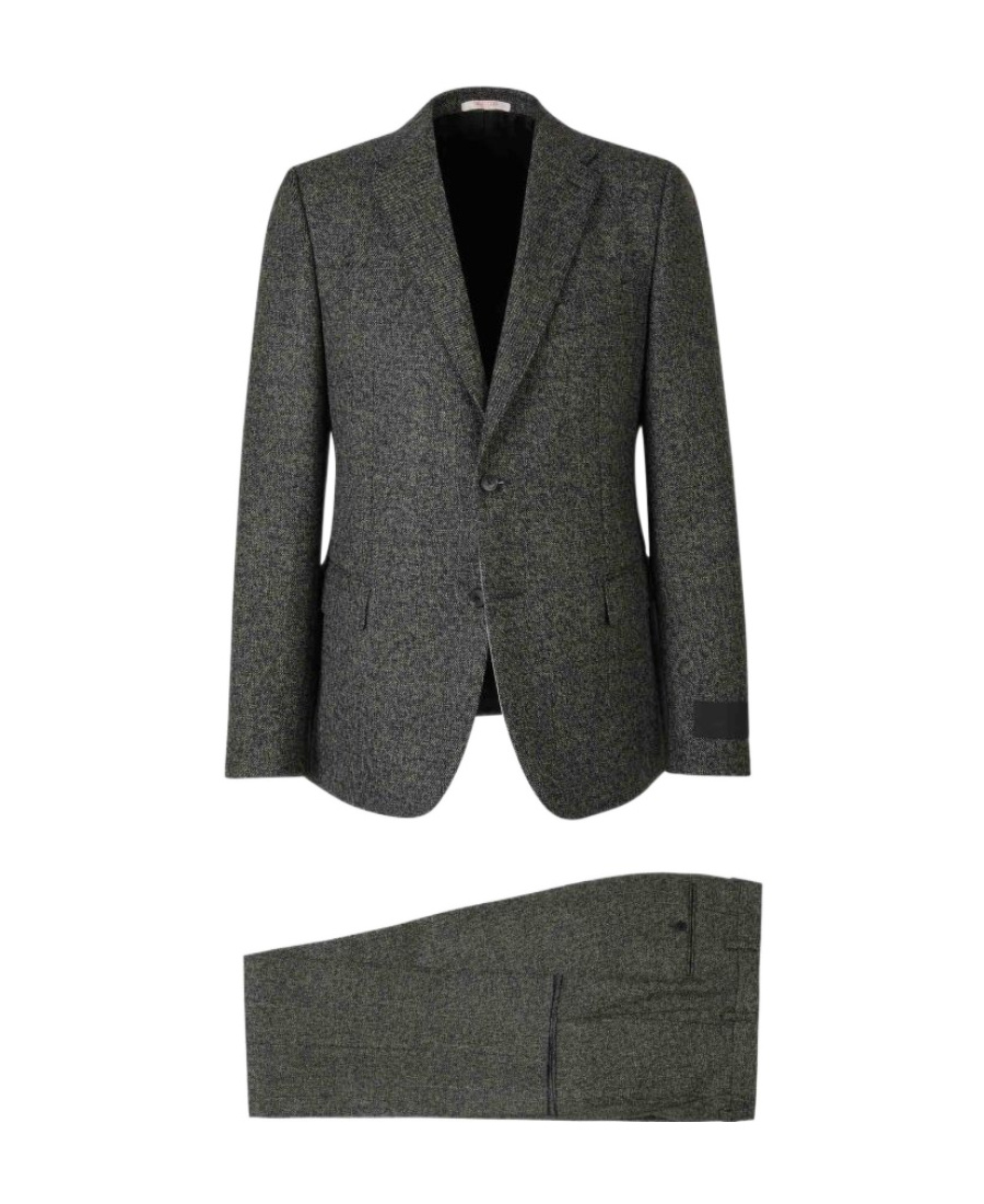 Valentino Single-breasted Tweed Suit In Gray