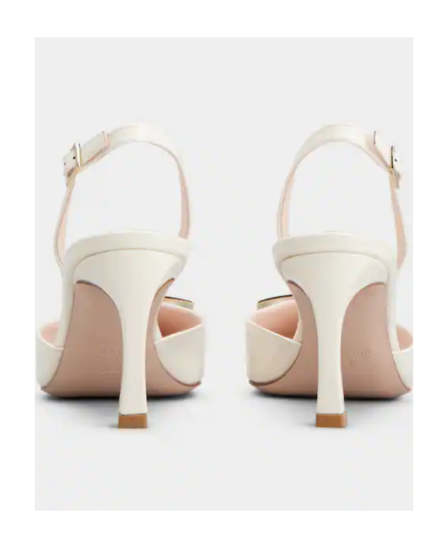 Roger Vivier Trompette 100 Metal Buckle Slingback Pumps In Leather In White