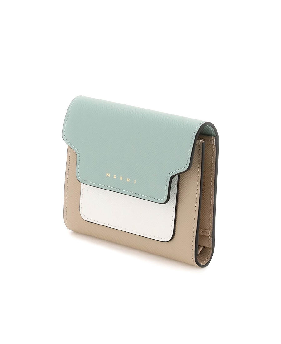 MARNI COLOUR-BLOCK LEATHER PURSE