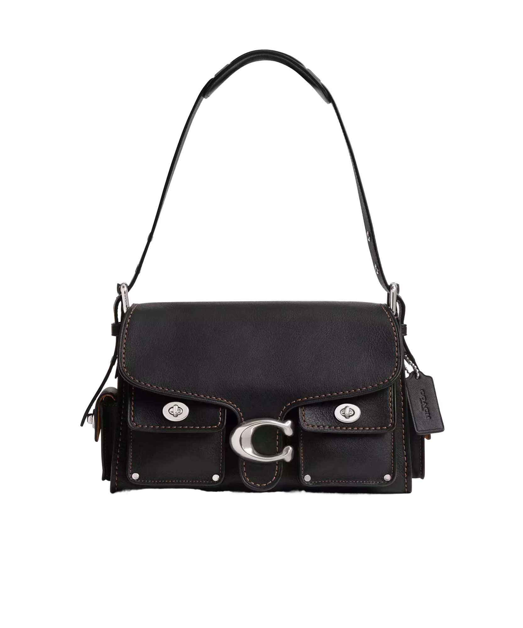 Coach Womens Cargo Turnlock Tabby Leather Shoulder Bag Black In Black