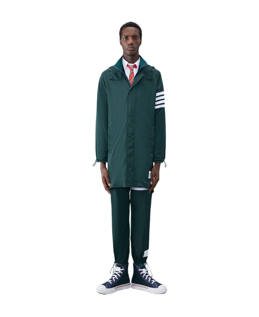THOM BROWNE RAGLAN-SLEEVE PARKA COAT