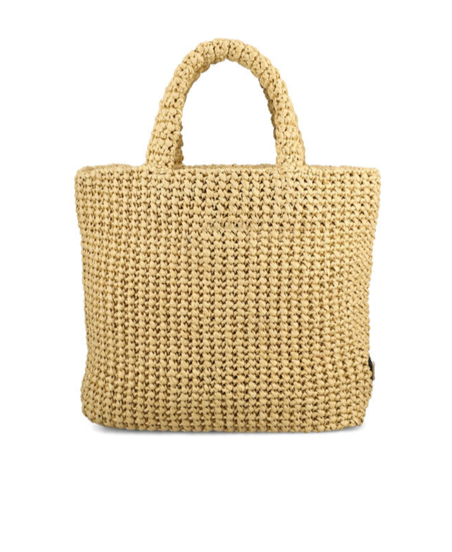 Shop Prada Small Crochet Logo Handbag In Nude