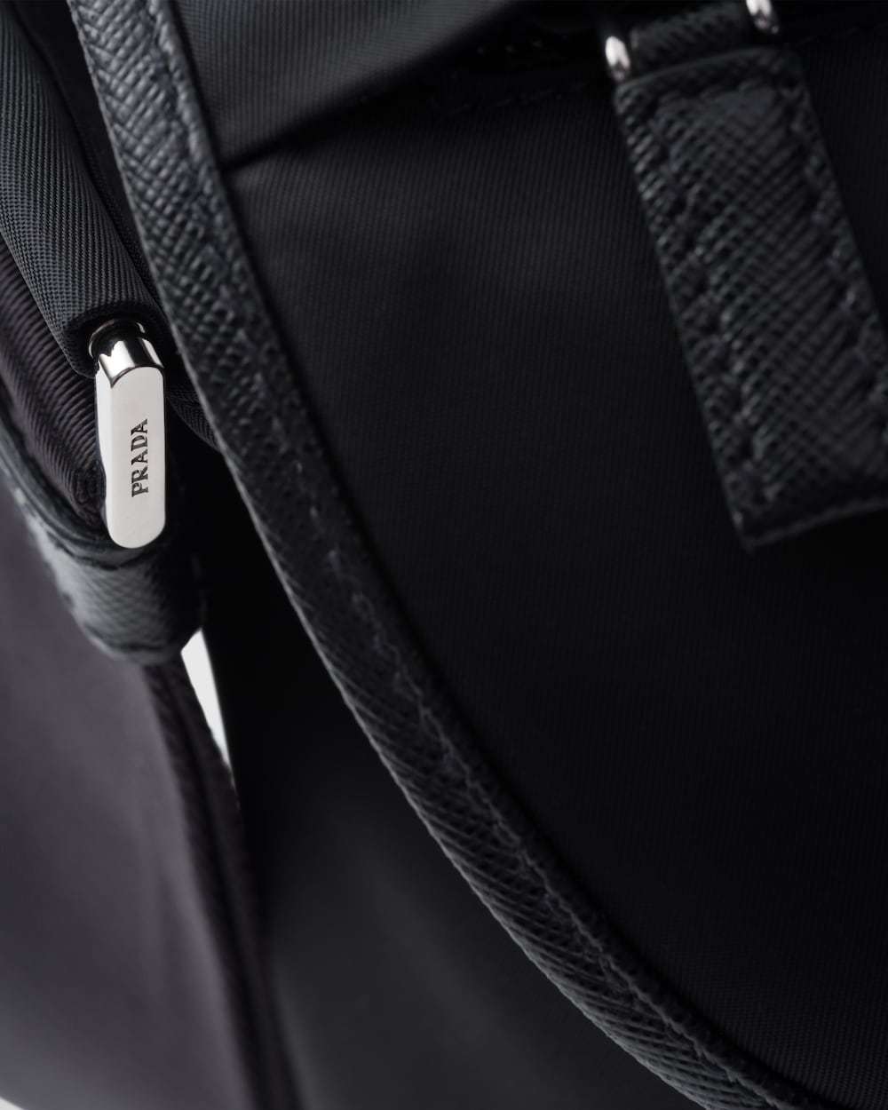 Prada Re-nylon And Saffiano Leather Shoulder Bag In Black