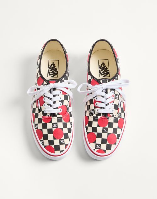 Valentino Garavani  Garavani And Vans Low-top Trainer In Fabric With Vlogo Checkerboard Pri In White