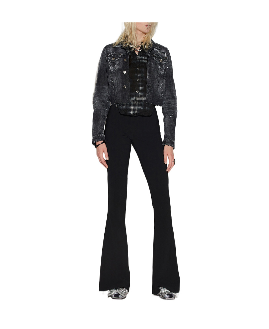 Dsquared2 Logo-chain Flared Trousers In Black