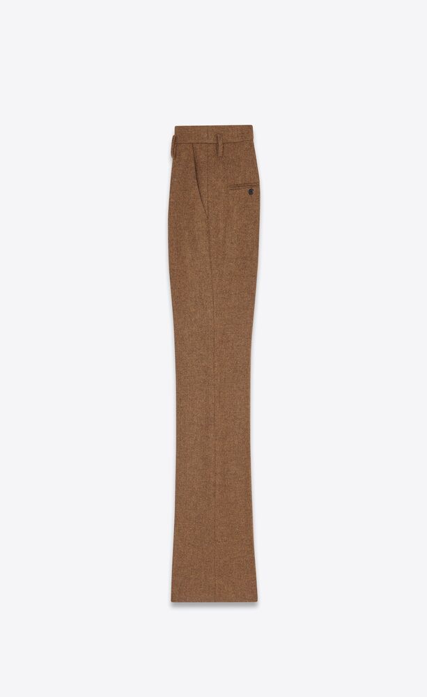Saint Laurent High-waisted Wool Trousers In Brown