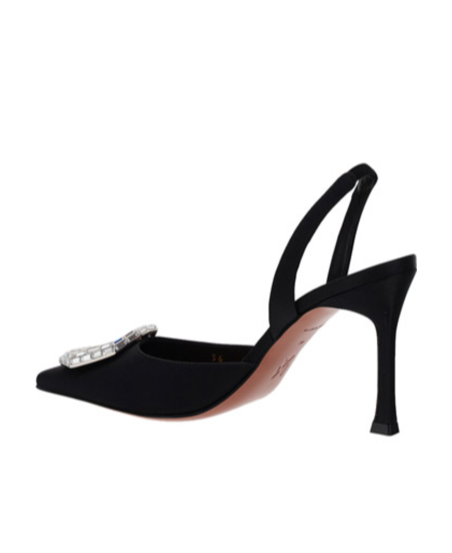 Amina Muaddi Logo Pointed High Heels In Black