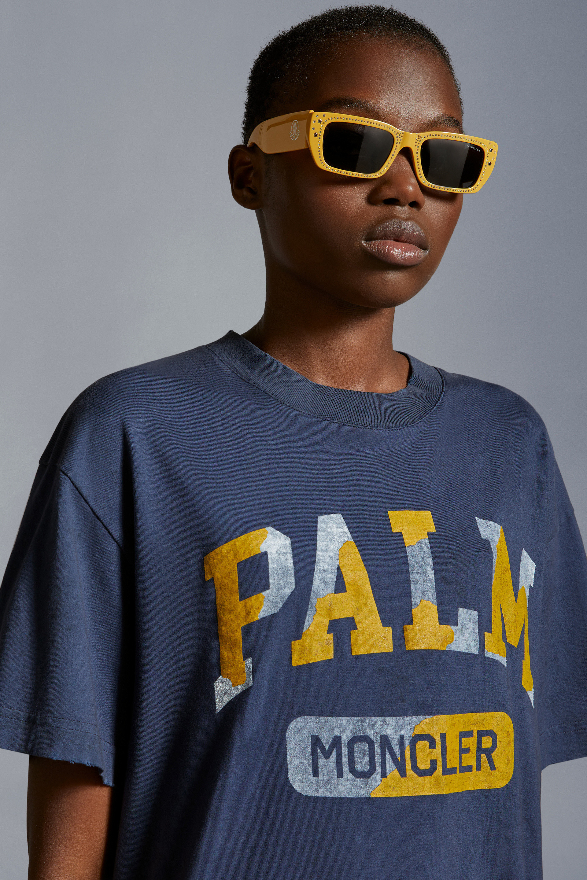 Moncler X Palm Angels Logo Logo Short-sleeved T-shirt In Black