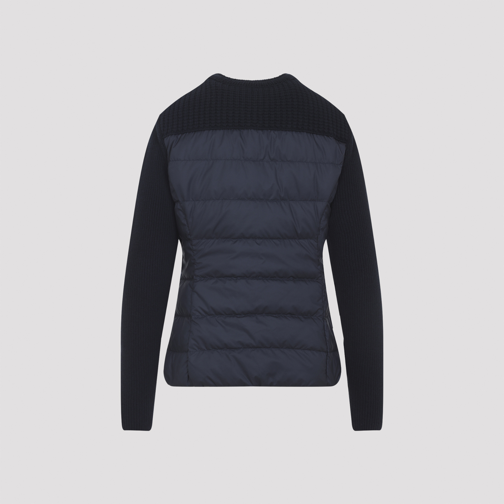 Moncler Textured Knit And Quilted Virgin Wool Jacket In Black