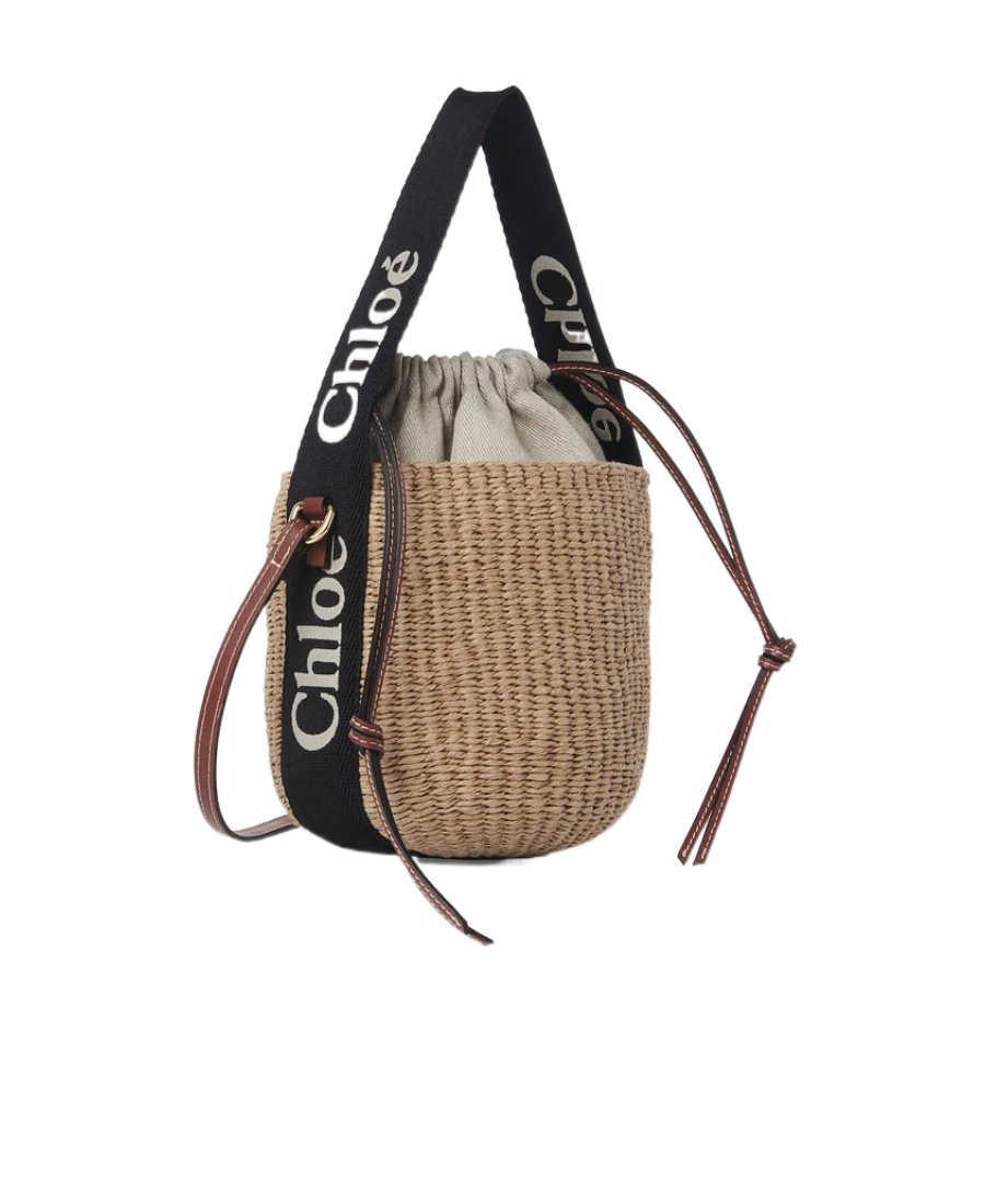 Chloé Small Basket Bag In Natural Fibers In Nude