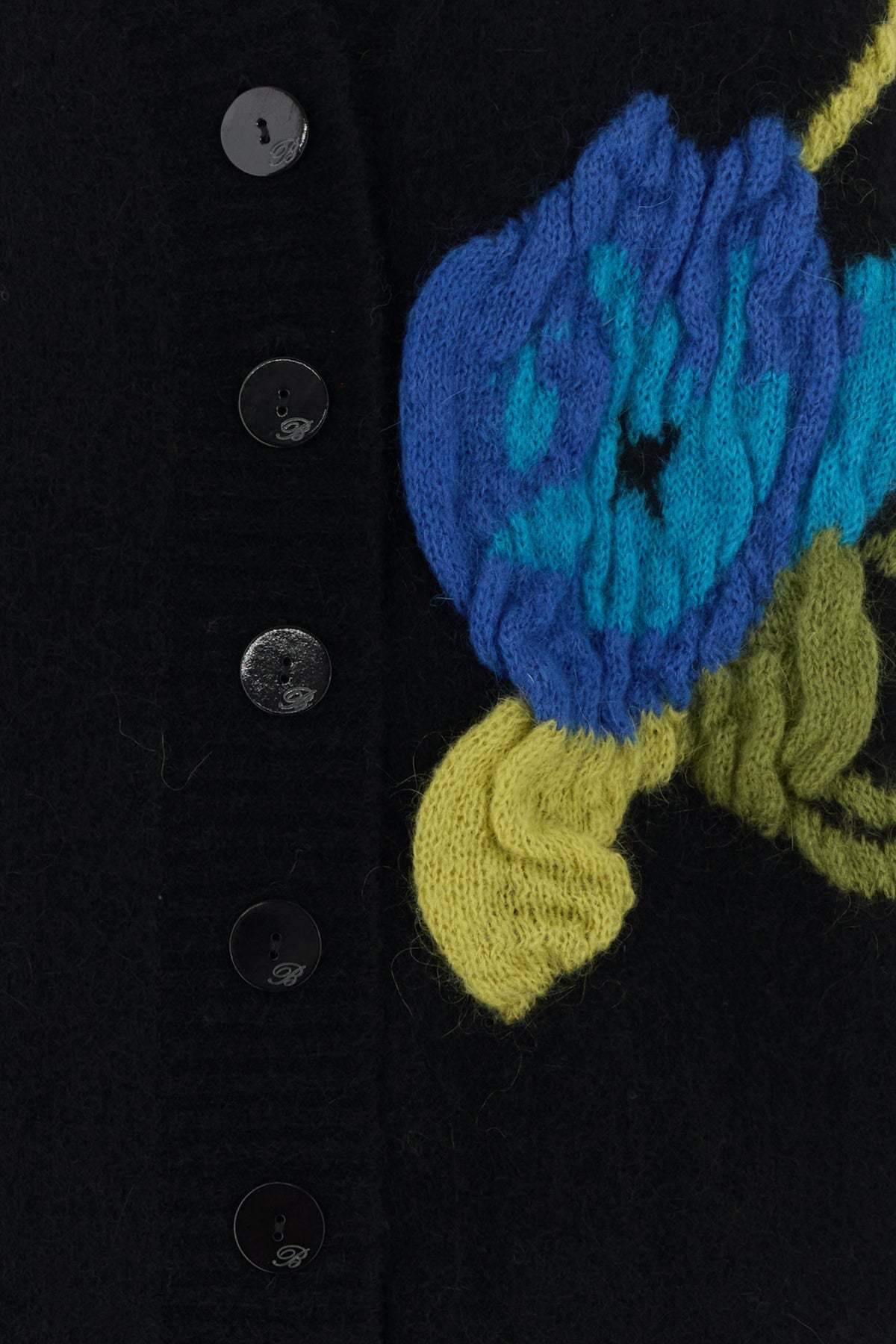 Blumarine Stretch Nylon Blend Floral Cardigan In Black