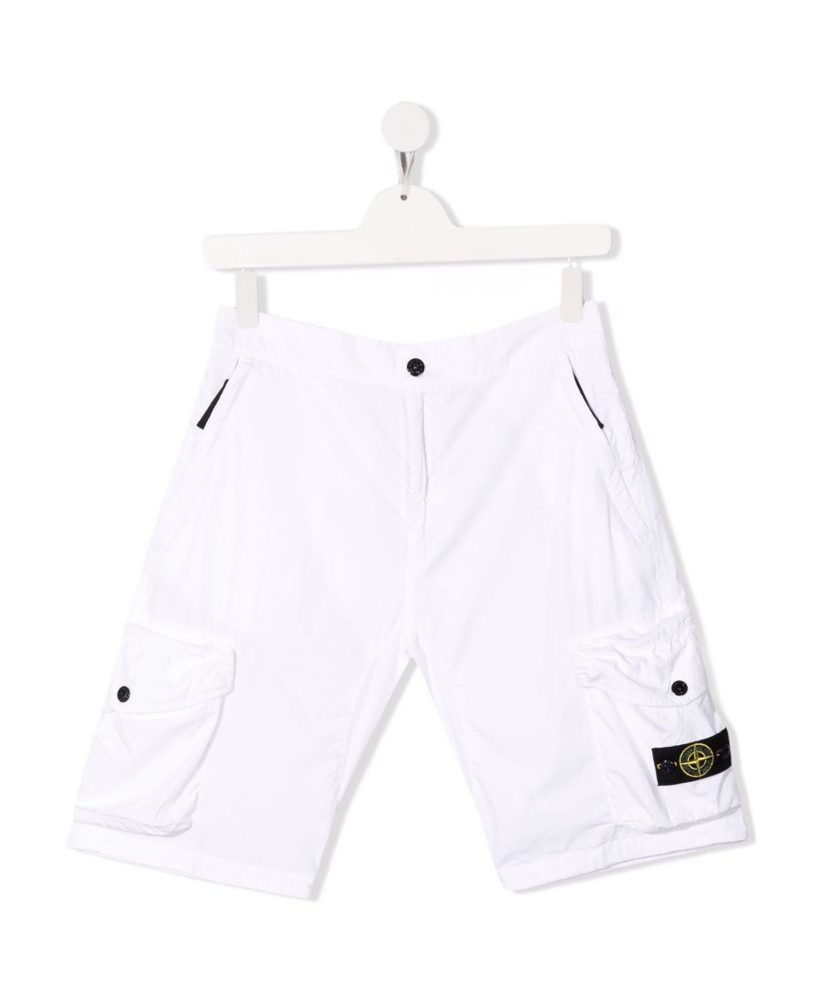 Stone Island Logo-patch Shorts In White