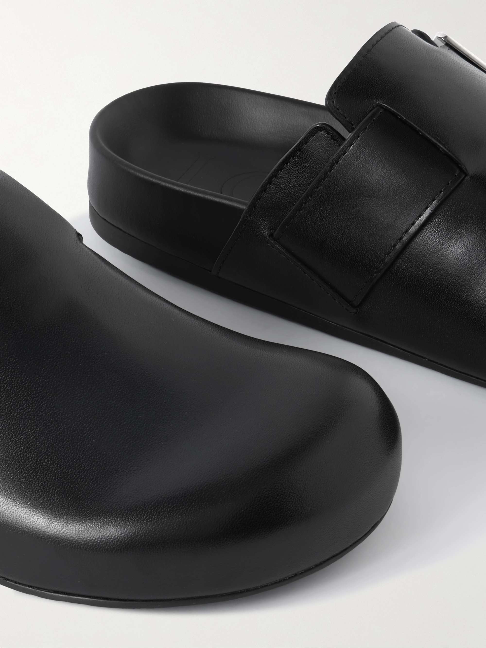 Loewe Ease Buckle Leather Clogs In Black