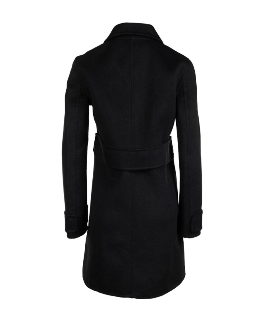 Prada Medium And Long Wool Coat In Black