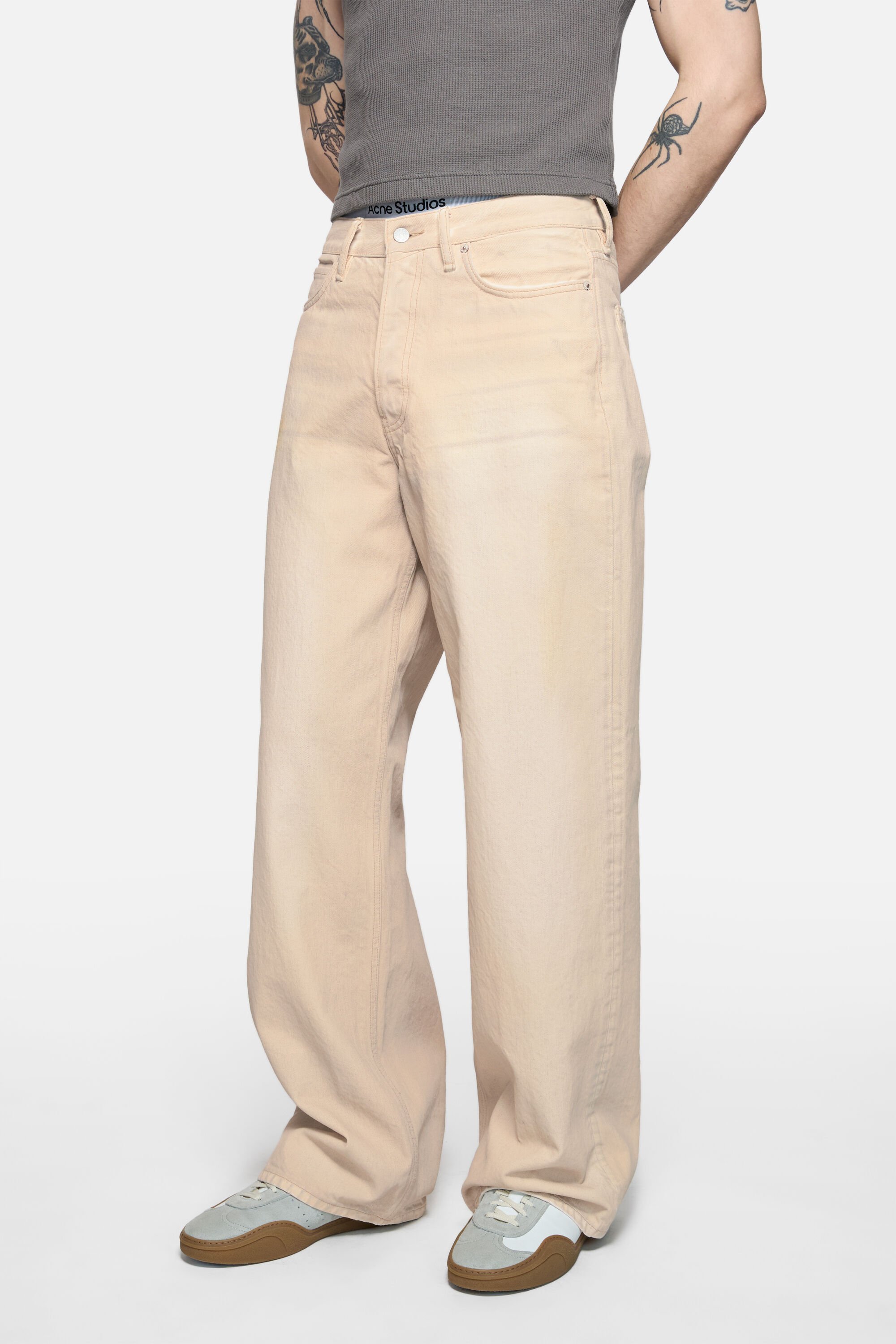 Acne Studios Denim Trousers With Belt Loops In Pink