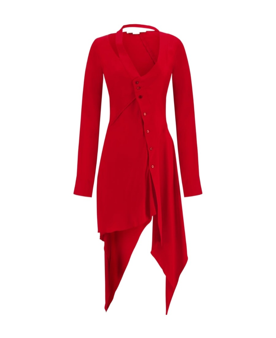 Stella Mccartney Asymmetric-seam Cut-out Dress In Red