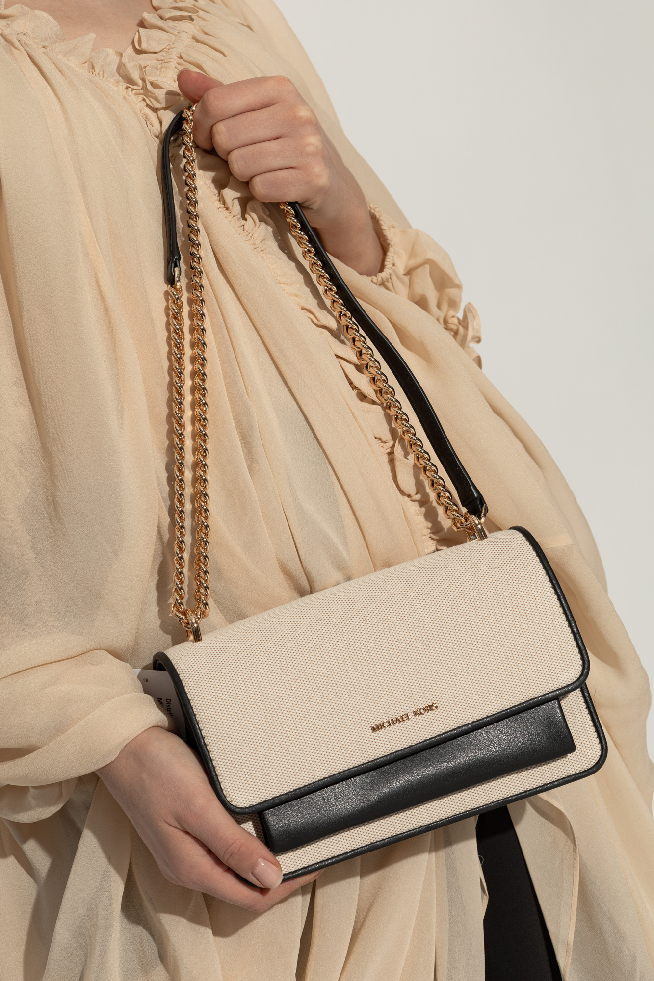 Shop Michael Michael Kors Chain-link Shoulder Bag In White
