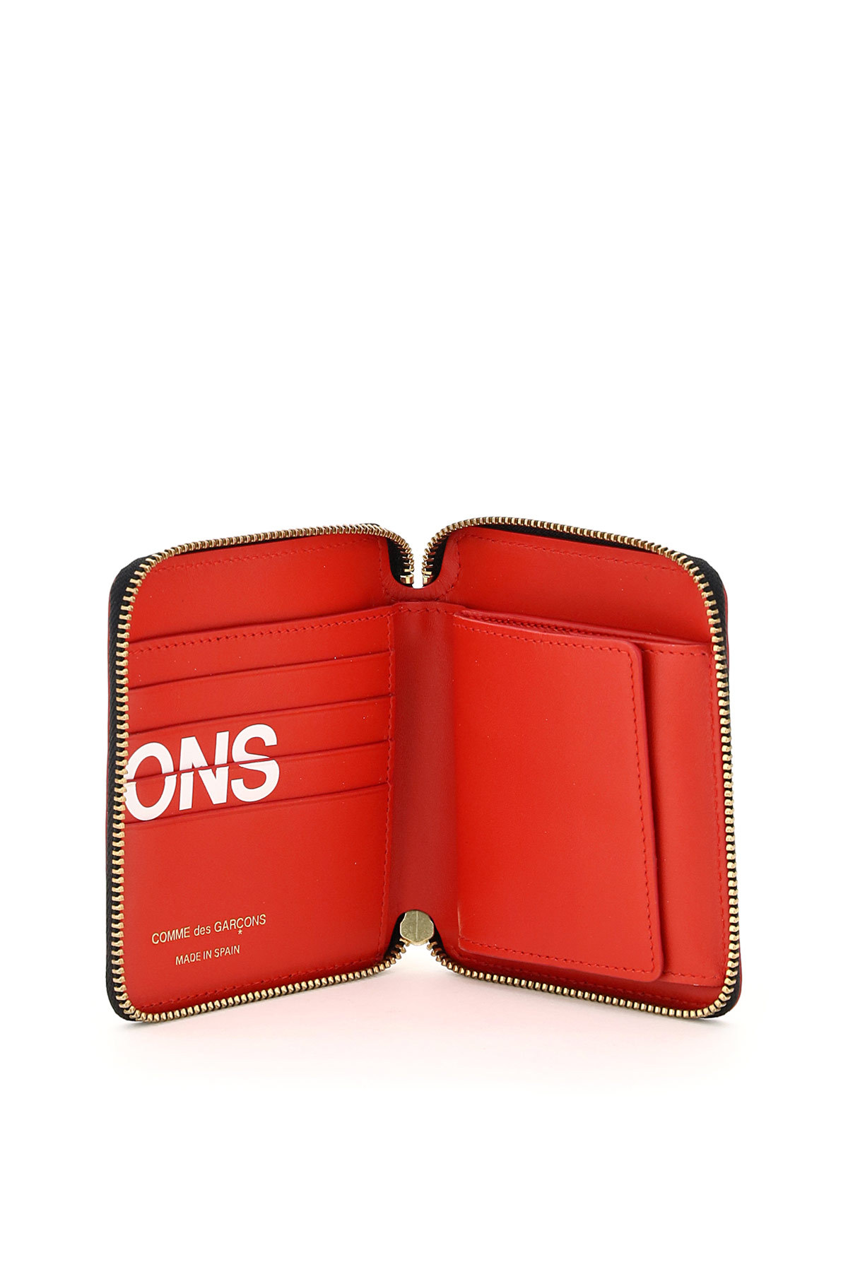 Comme Des Garçons Logo-print Zip-fastening Wallet In Red