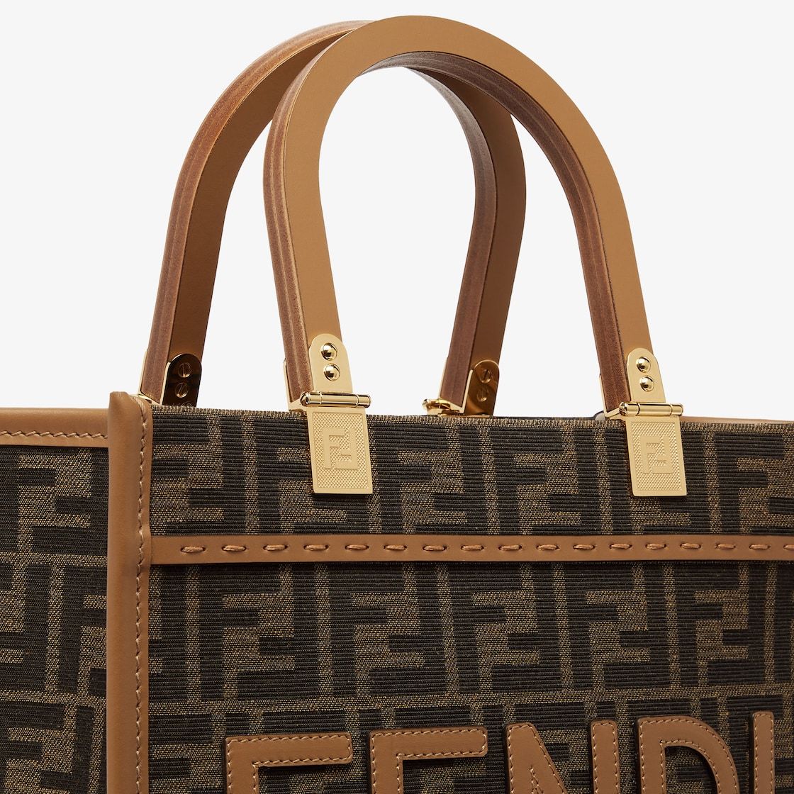 Fendi Ff Jacquard Small Sunshine Shopper Bag In Brown