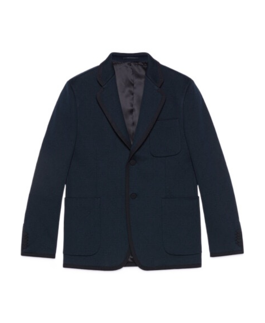 Gucci Textured Gg Jersey Jacket In Blue