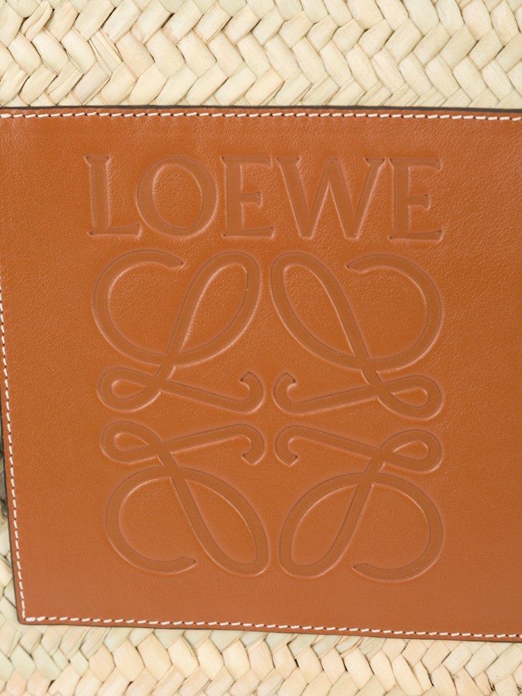 Loewe Large Leather-trimmed Basket Tote In Nude