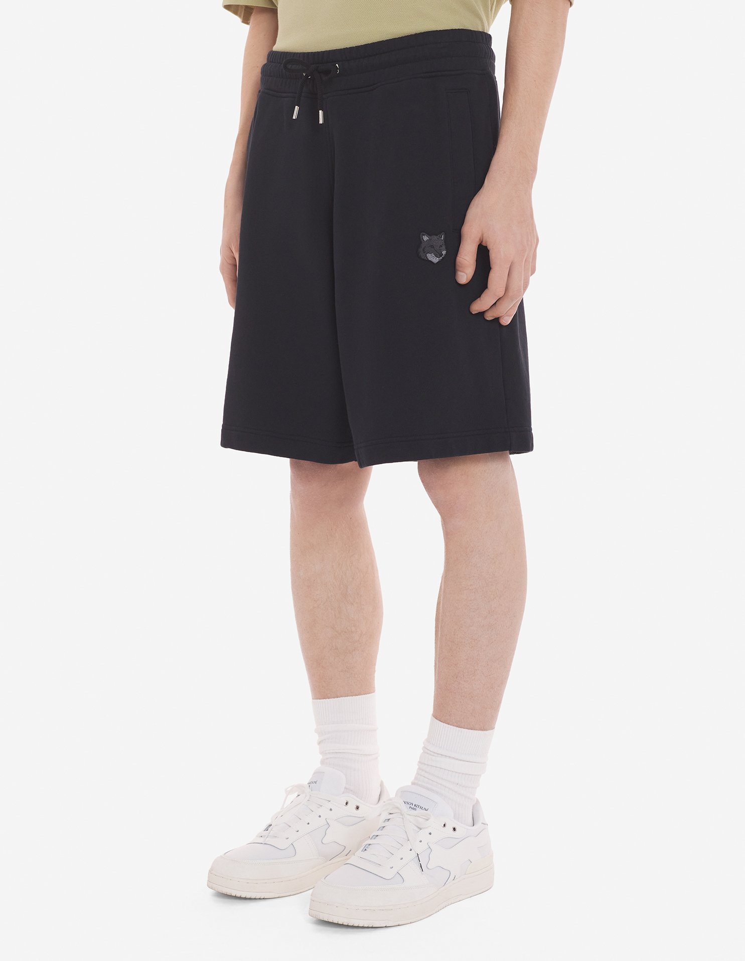 Maison Kitsuné Fox-patch Track Shorts In Black