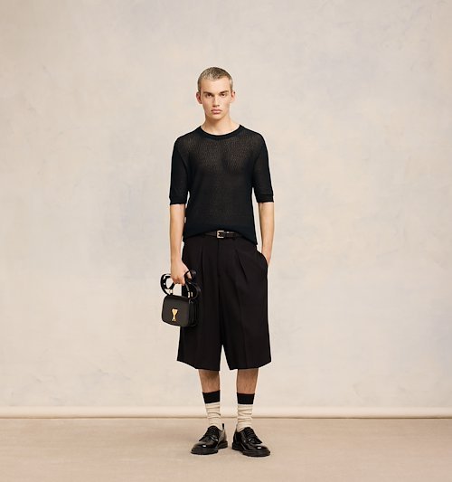 Shop Ami Alexandre Mattiussi Ami Crewneck Knitted T-shirt In Black