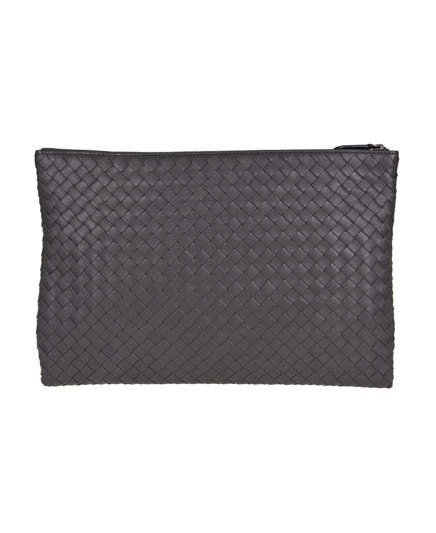 Bottega Veneta Intrecciato Weave Clutch Bag In Black