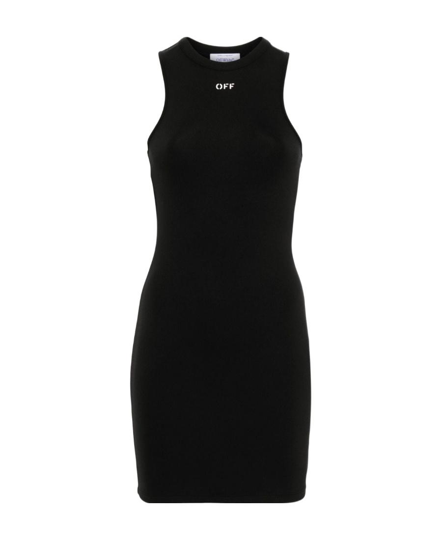 Shop Off-white Sleek Rowing Logo-print Mini Dress In Black