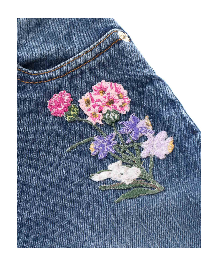 Dolce & Gabbana Floral-embroidered Jeans In Blue