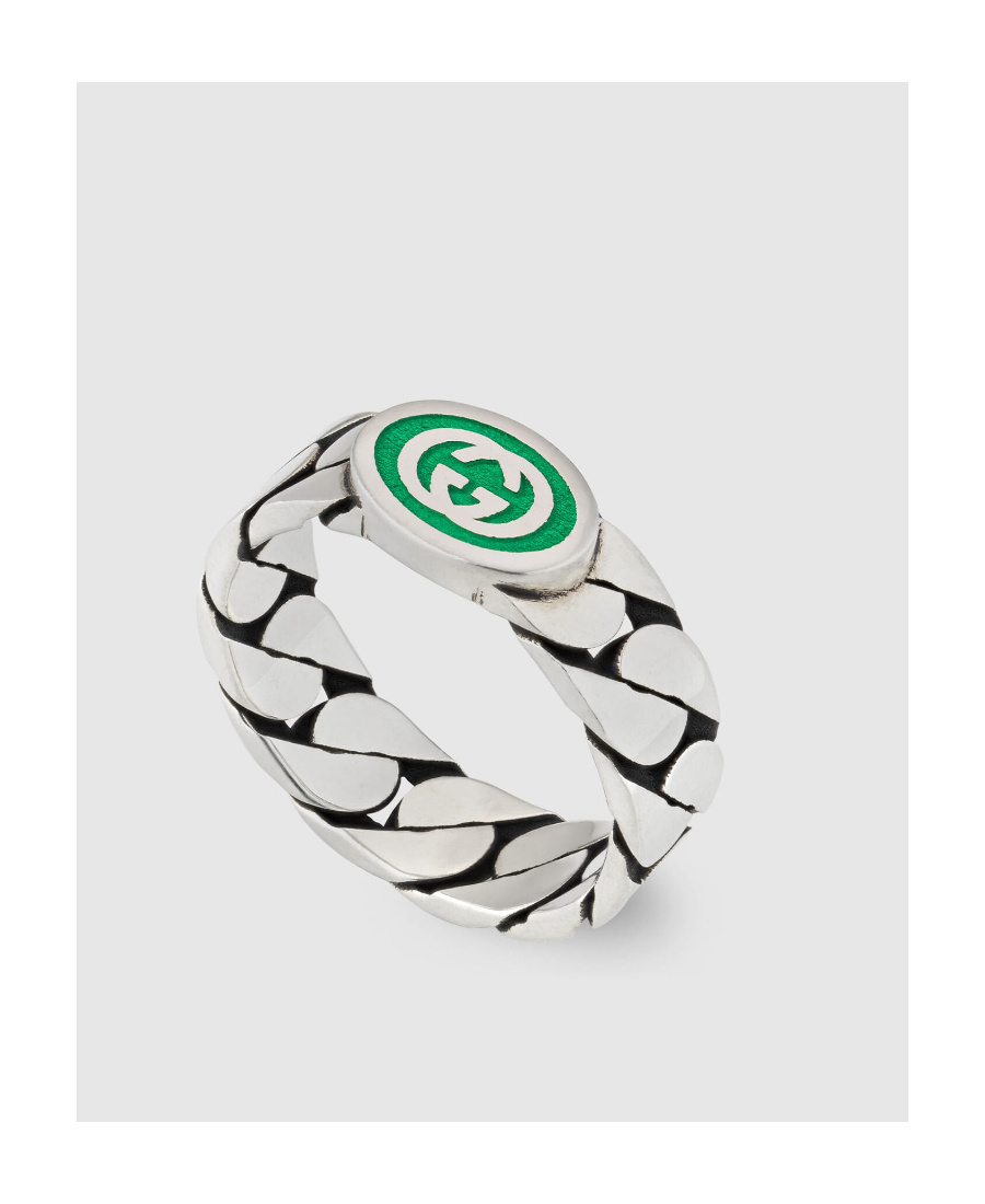 Gucci Interlocking G Enamel Ring In White