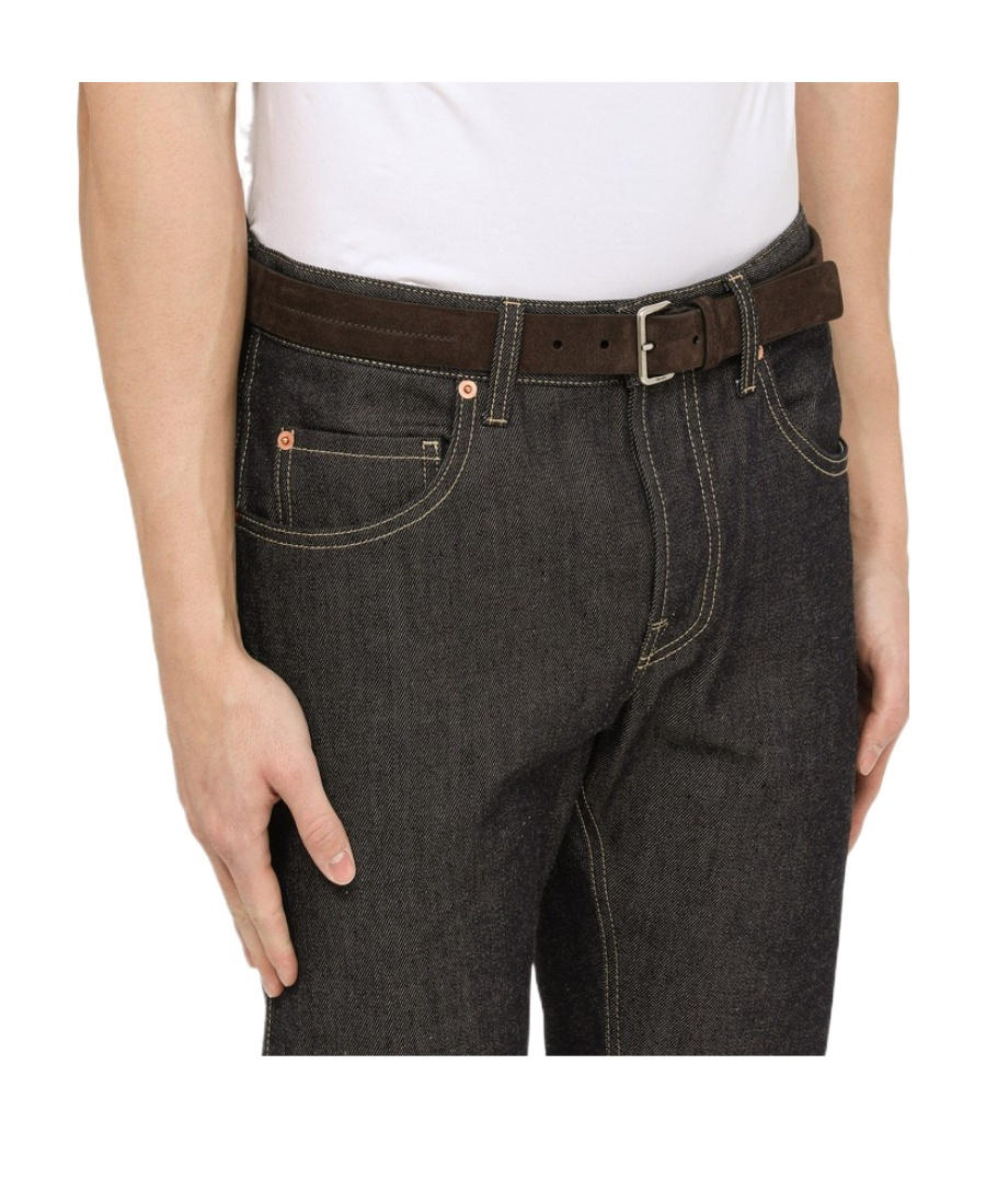 Prada Dark Brown Suede Belt In Brown
