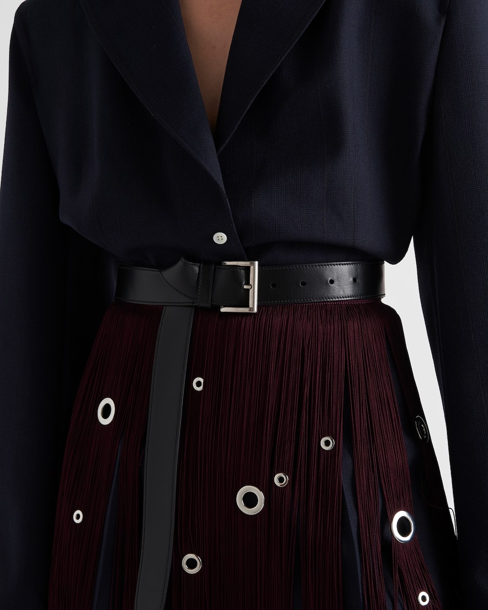 Prada Womens Blue Single-breasted Belted-waist Wool-blend Blazer In Blue