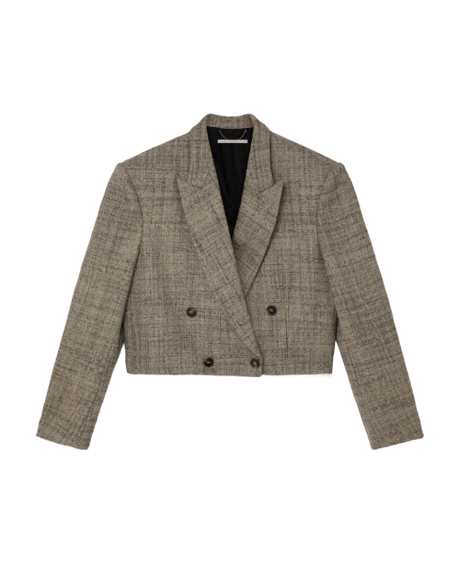 Stella Mccartney Cropped Double-breasted Blazer In Green