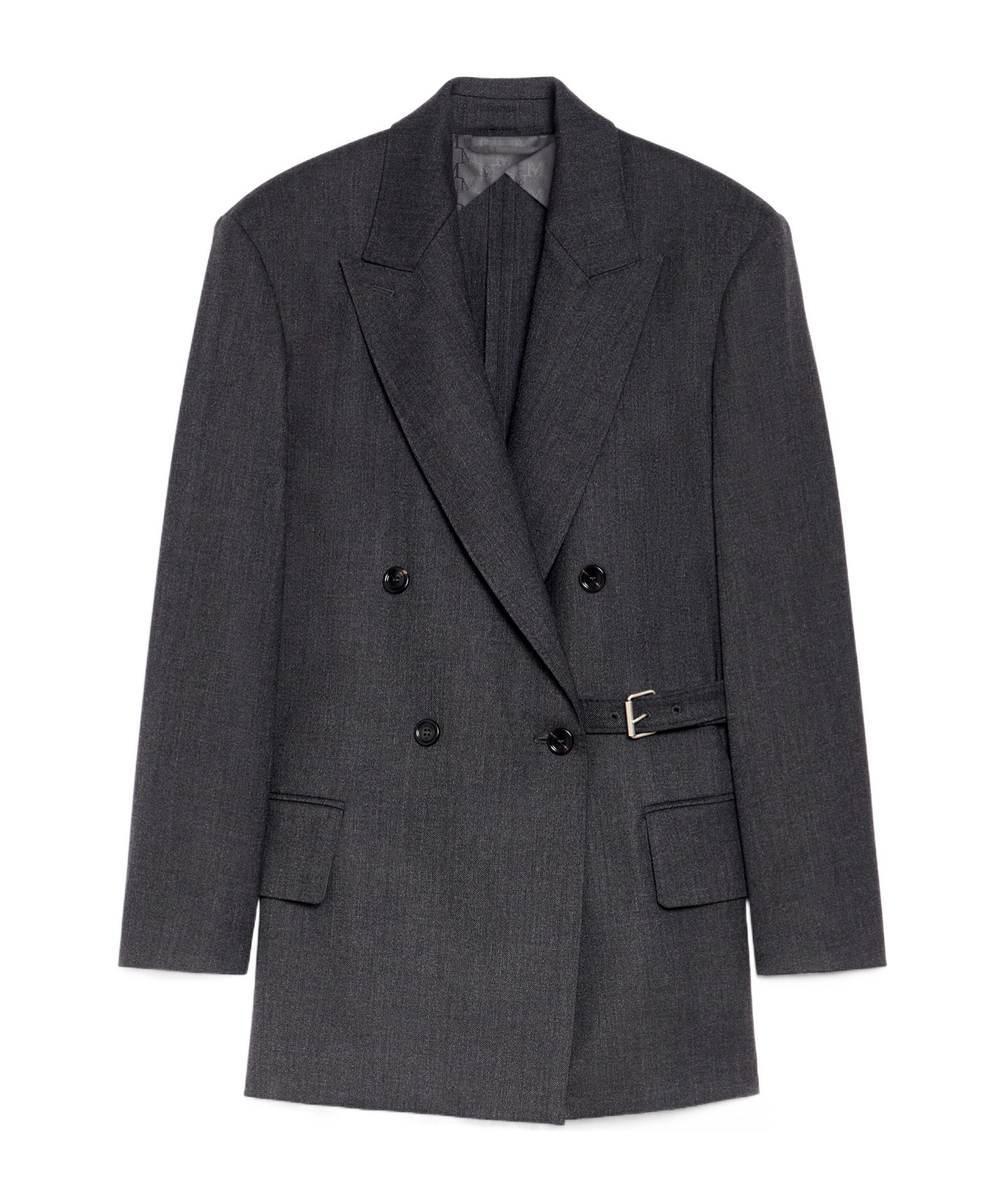 Max Mara Wool Gabardine Double-breasted Blazer In Black