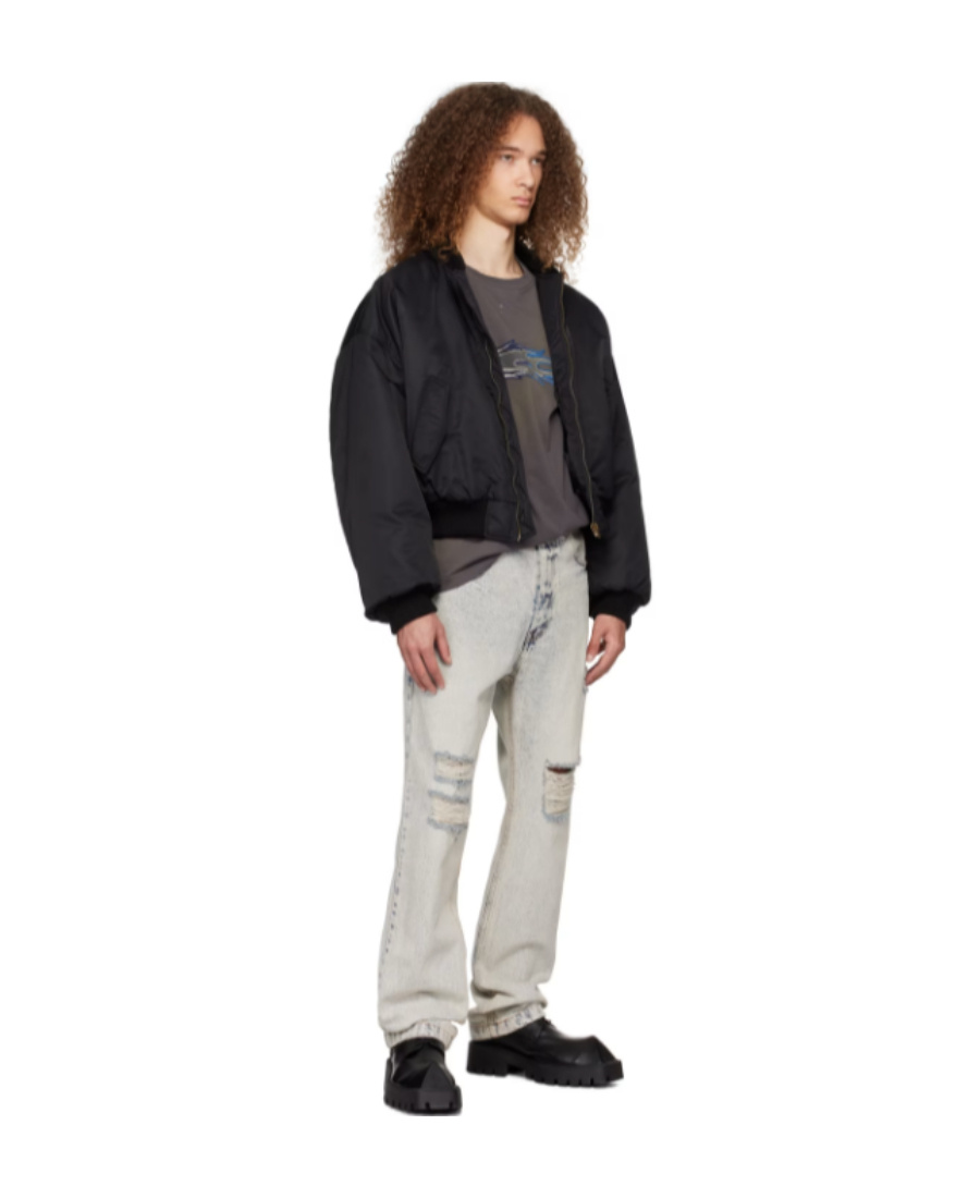 We11 Done Gray Faded Long Sleeve T-shirt In Black